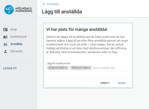 7 Lägg till anställda med tel. nr
